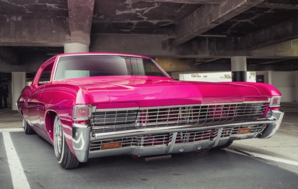 Pink Lowrider Car LosAngeles Chrome