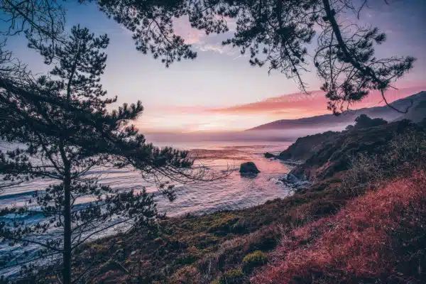 Pink Sunset Bigsur Mountains Landscape Pink Sunset Bigsur Mountains Landscape