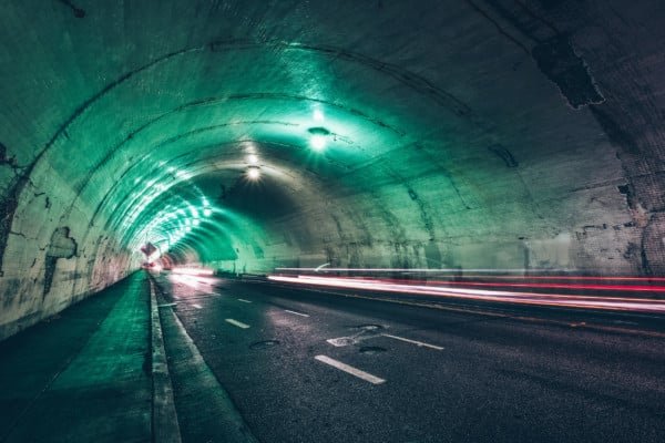 Tunnel Green LongExposure Night LosAngeles