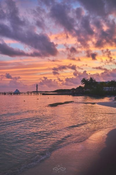 Cancun Beach Sunrise Peach Landscape