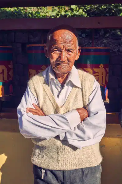 Elder Tibetan Man Portrait India Elder Tibetan Man Portrait India