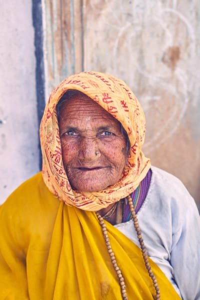 Elder Woman India Vrindavan Travel