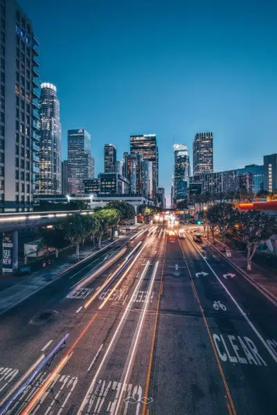Freeway Night Skyline LosAngeles Landscape Freeway Night Skyline LosAngeles Landscape