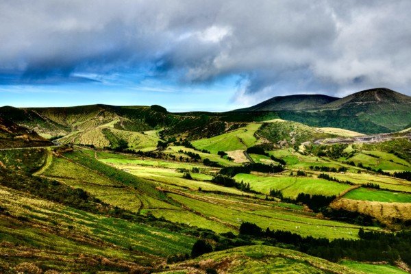 Mountain Landscape Green Flores Azores