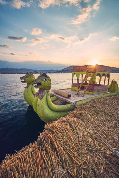 Peru LakeTiticaca Traditional Boat Travel