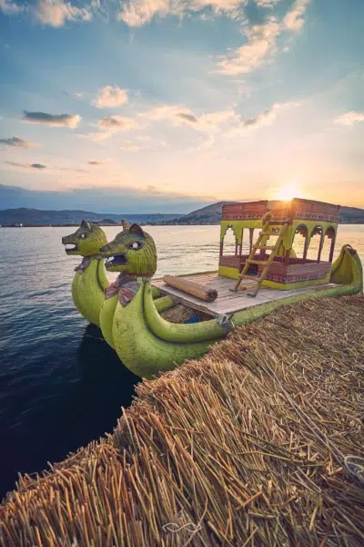Peru LakeTiticaca Traditional Boat Travel Peru LakeTiticaca Traditional Boat Travel