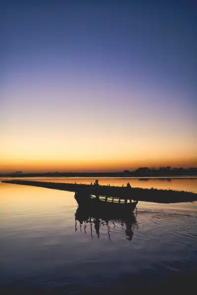 River Boat Vrindavan India Reflection River Boat Vrindavan India Reflection