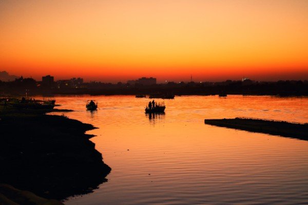 Sunset Boats India Travel Landscape