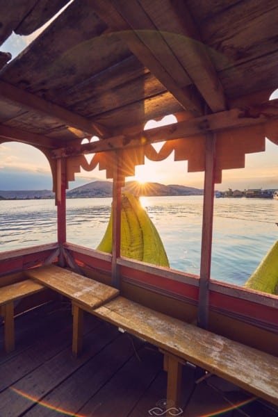 Sunset Peru Lake Titicaca Boat
