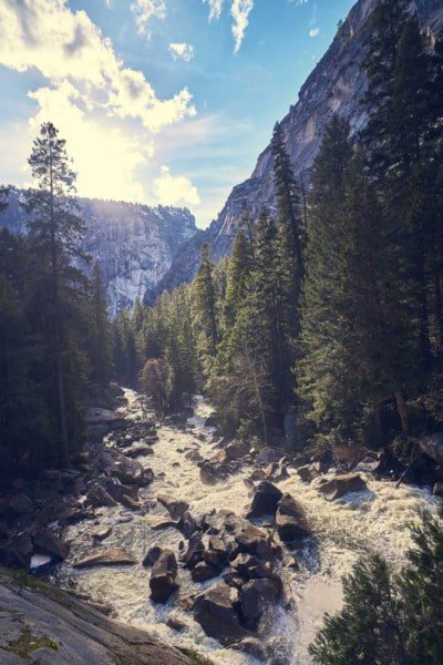 Yosemite River Mountains Landscape Nature