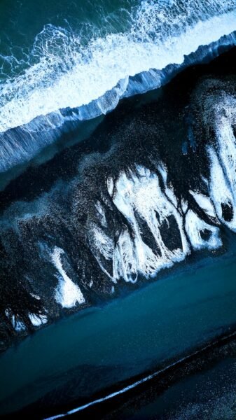 Aerial Drone Photography Landscape black sand beach at Reynisfjara Beach, Iceland Sarasota Florida